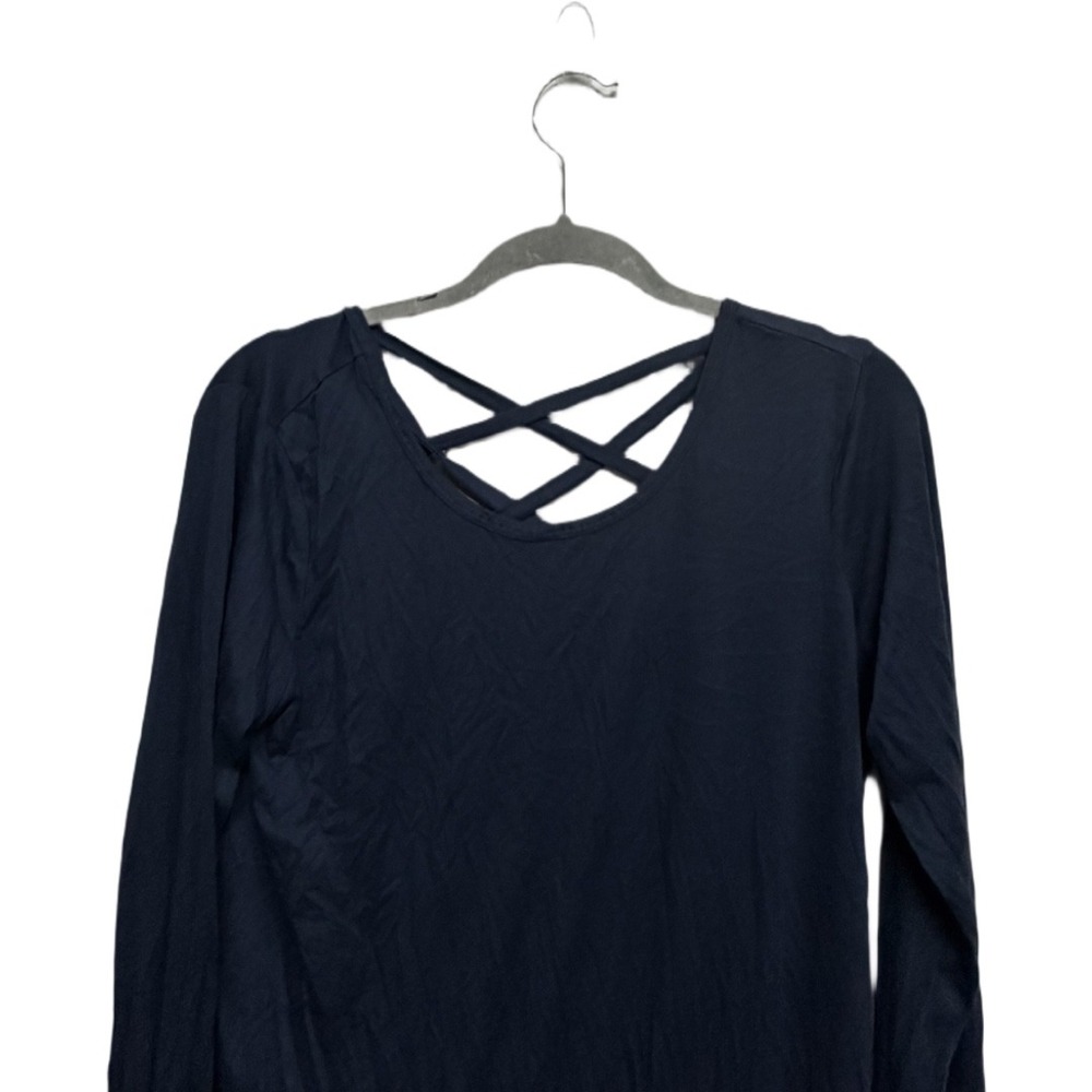 Gaiam Women's Navy Criss Cross Back Long Sleeve Yoga Top XS Soft Stretch - Picture 2 of 7
